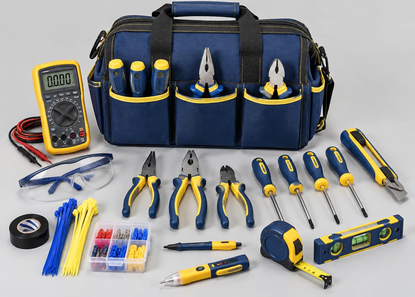 Kit profissional de ferramentas para eletricista