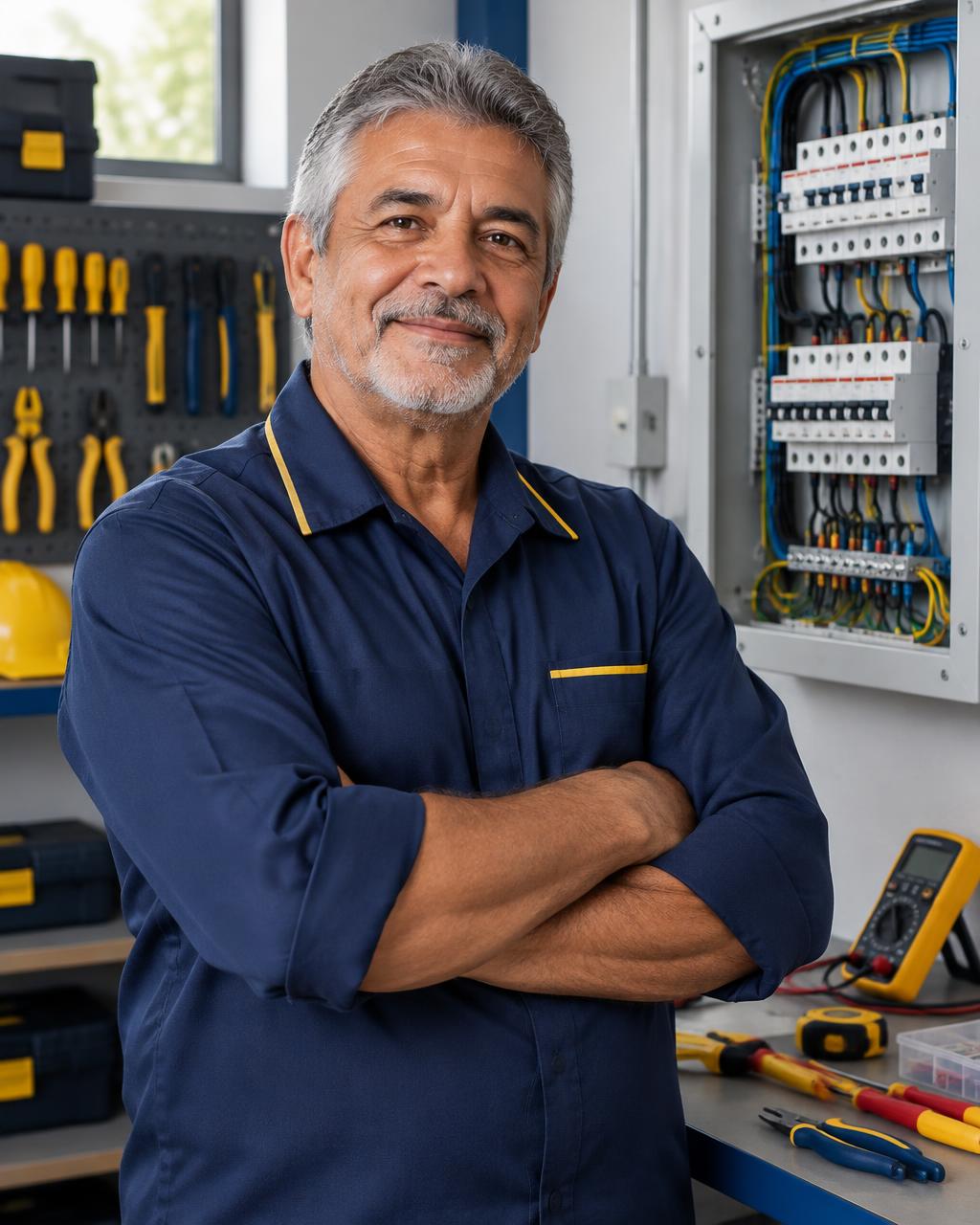 Retrato profissional ilustrativo do professor Carlos Roberto